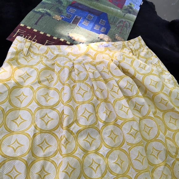 Fossil Dresses & Skirts - Fossil Yellow Gold Geometrical Stars Circle Diamond Lined Cotton A-Line Skirt 12